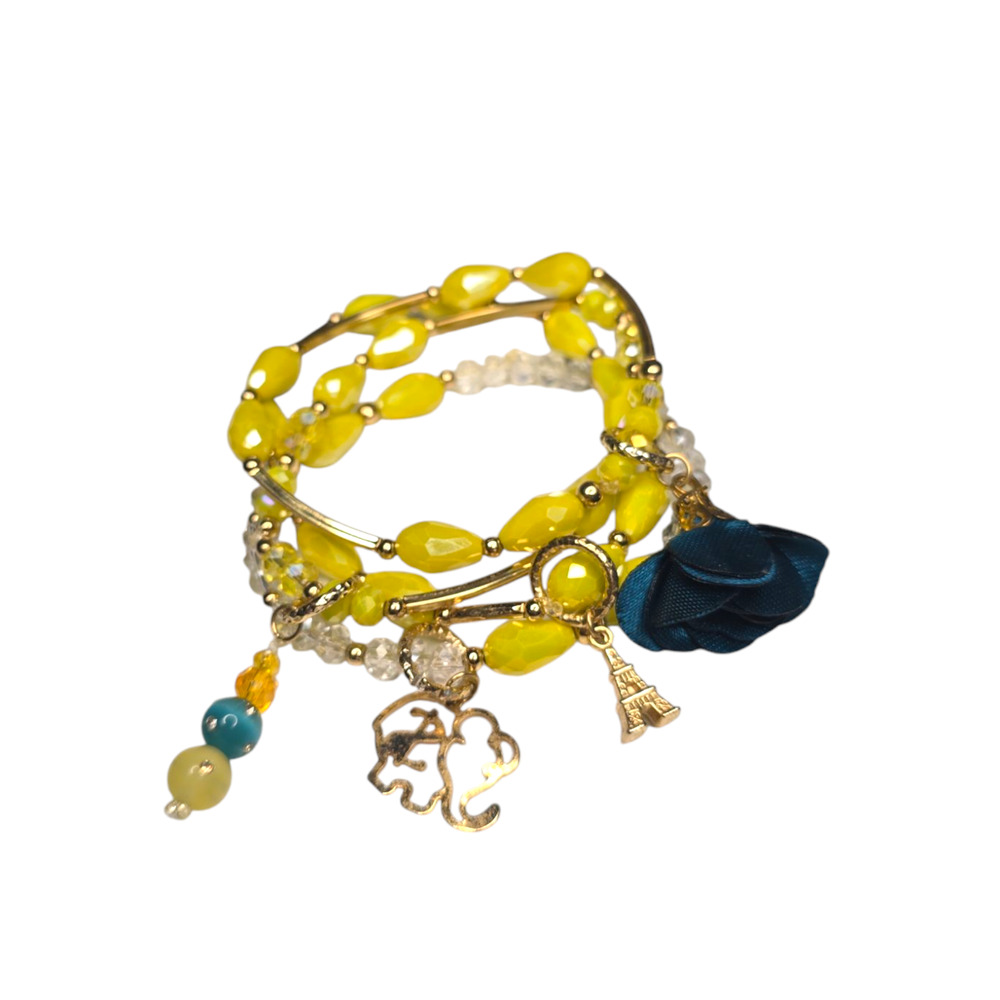 Rubylishious 
Handmade yellow Glass bead 4 piece set bracelet
One size
Has eiffe